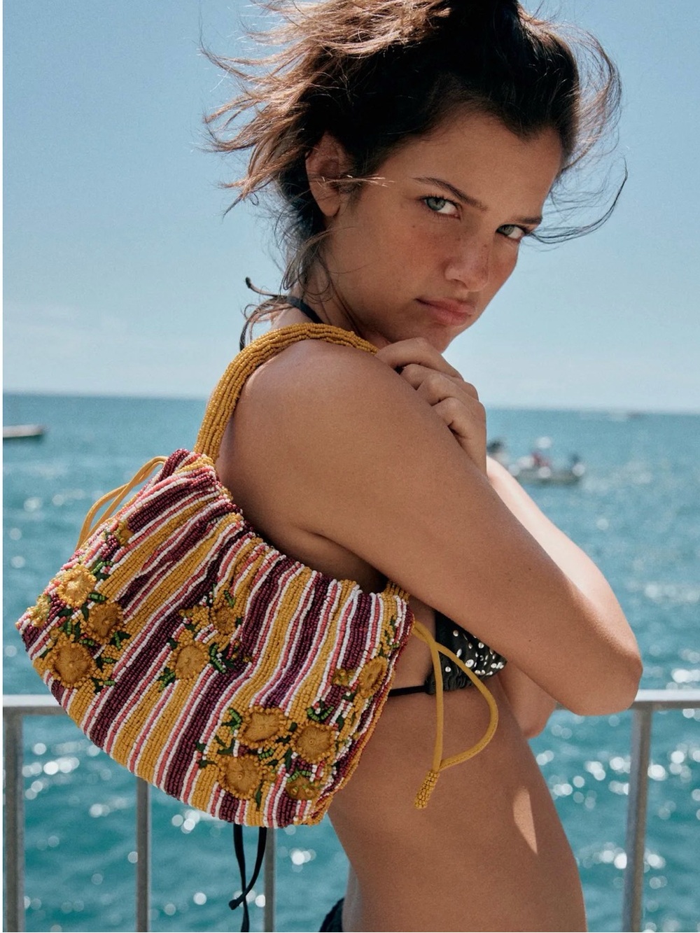 Beaded Drawstring Shoulder Bag - Picture 2 of 5